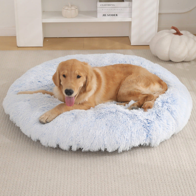 Plush Round Pet Bed Warm Sleeping Mat For Comfort Rest