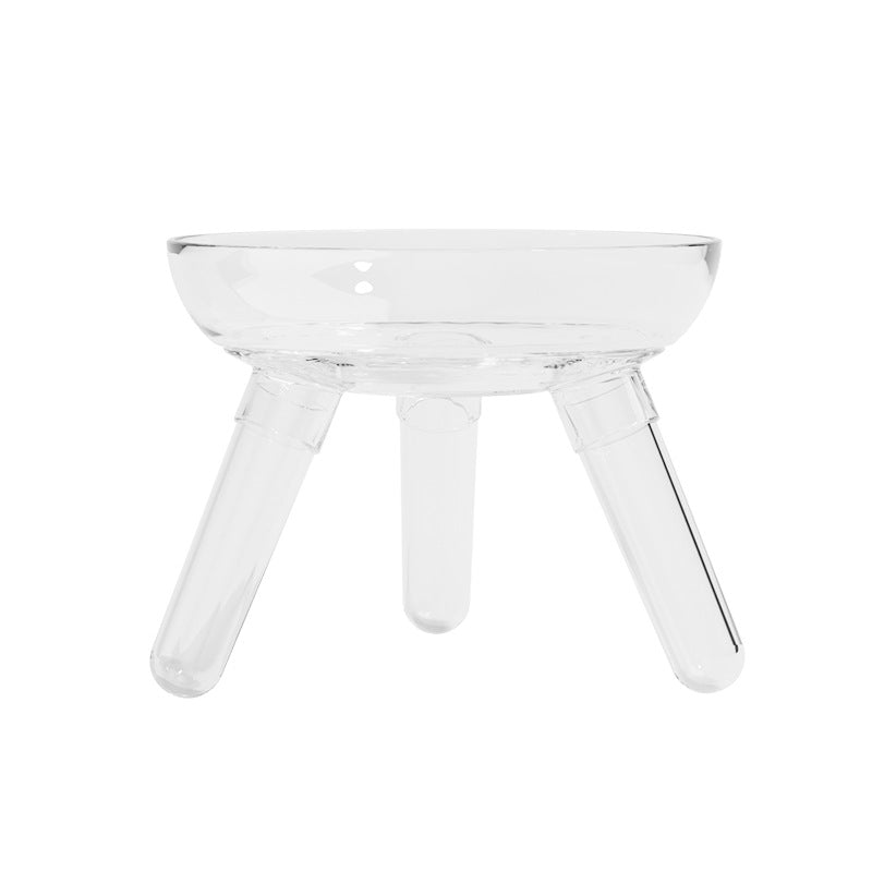Transparent Glass Pet Feeding Bowl Anti Knock Water And Food Feeder