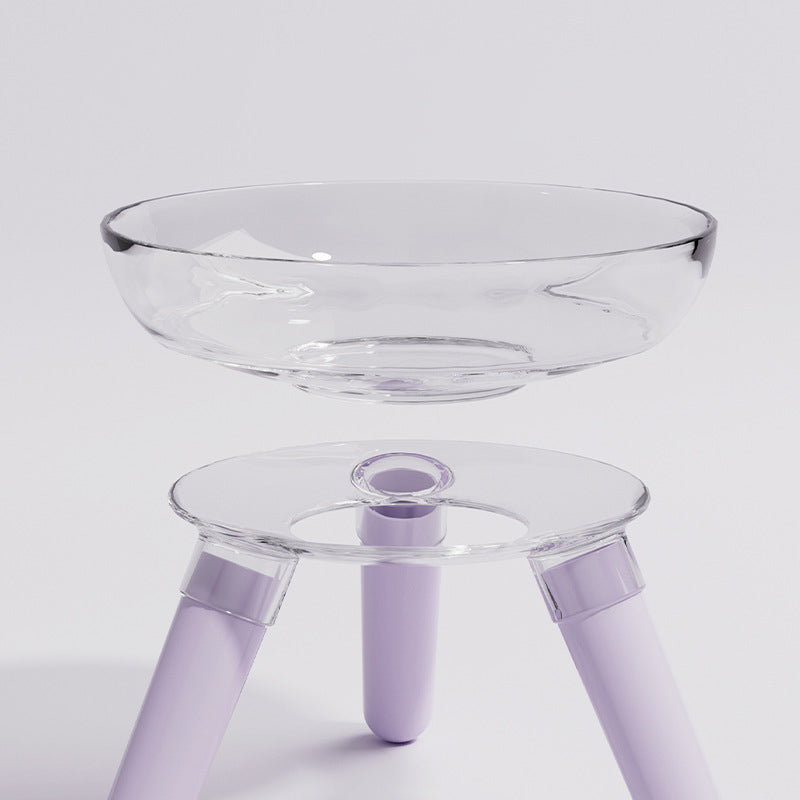 Transparent Glass Pet Feeding Bowl Anti Knock Water And Food Feeder