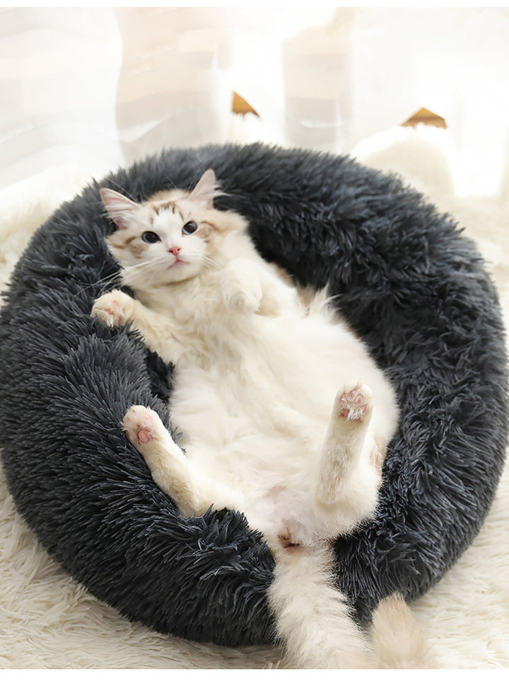 Soft Thick Cotton Plush Round Pet Bed For Comfort Sleep