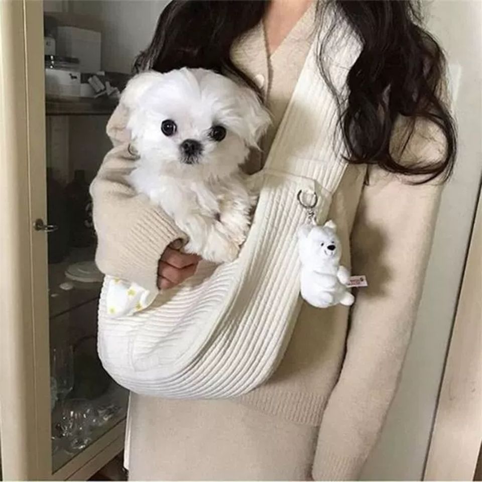 Handmade Breathable Canvas Pet Carrier Shoulder Tote Bag For Travel