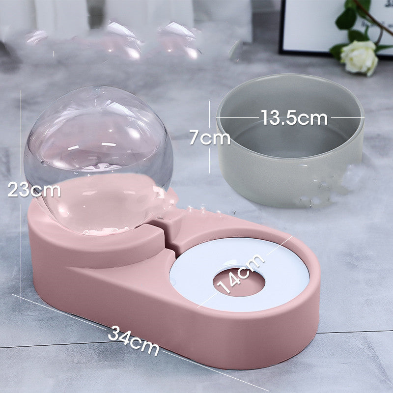 Bubble Ball Pet Automatic Feeder 1.8L Water And Food Fountain Bowl