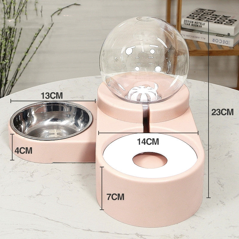 Bubble Ball Pet Automatic Feeder 1.8L Water And Food Fountain Bowl