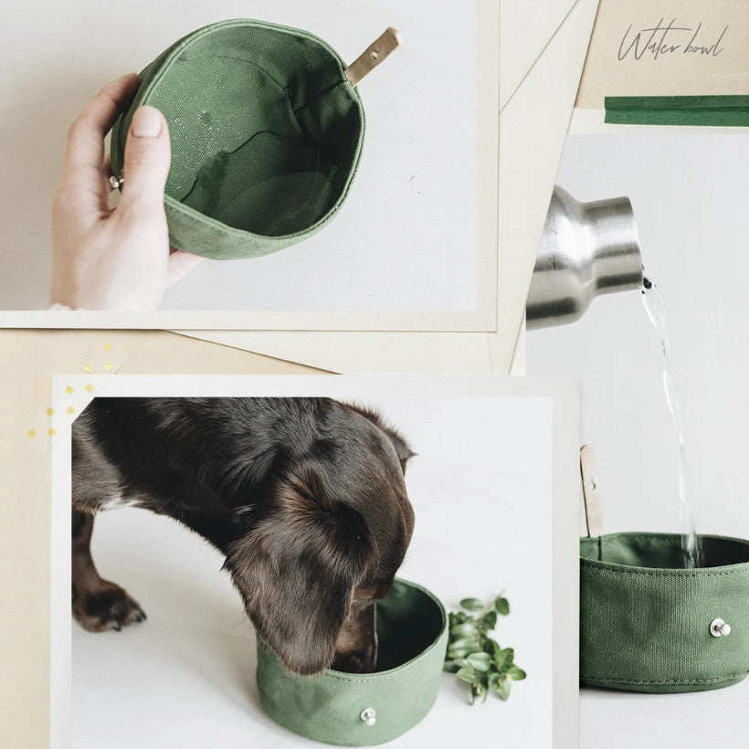 Foldable Pet Canvas Feeding Bowl Portable Water And Food Travel Bag