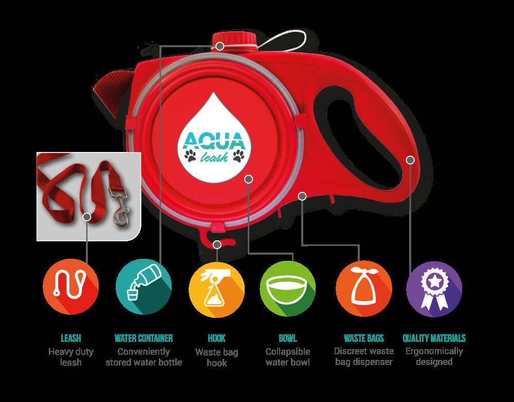 Portable Multifunctional Pet Leash Water Bottle Carrier Walking Strap