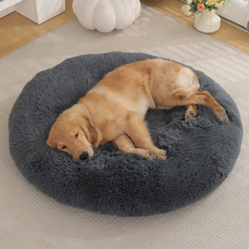 Plush Round Pet Bed Warm Sleeping Mat For Comfort Rest