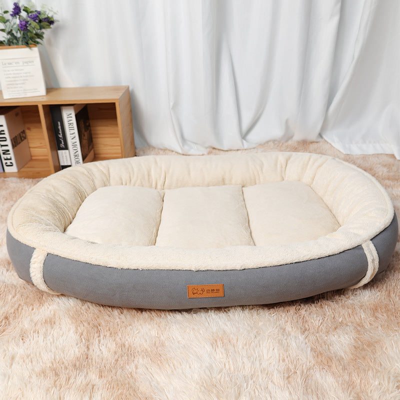 Non Slip Linen Round Pet Bed Nest Mat For Comfort Sleep