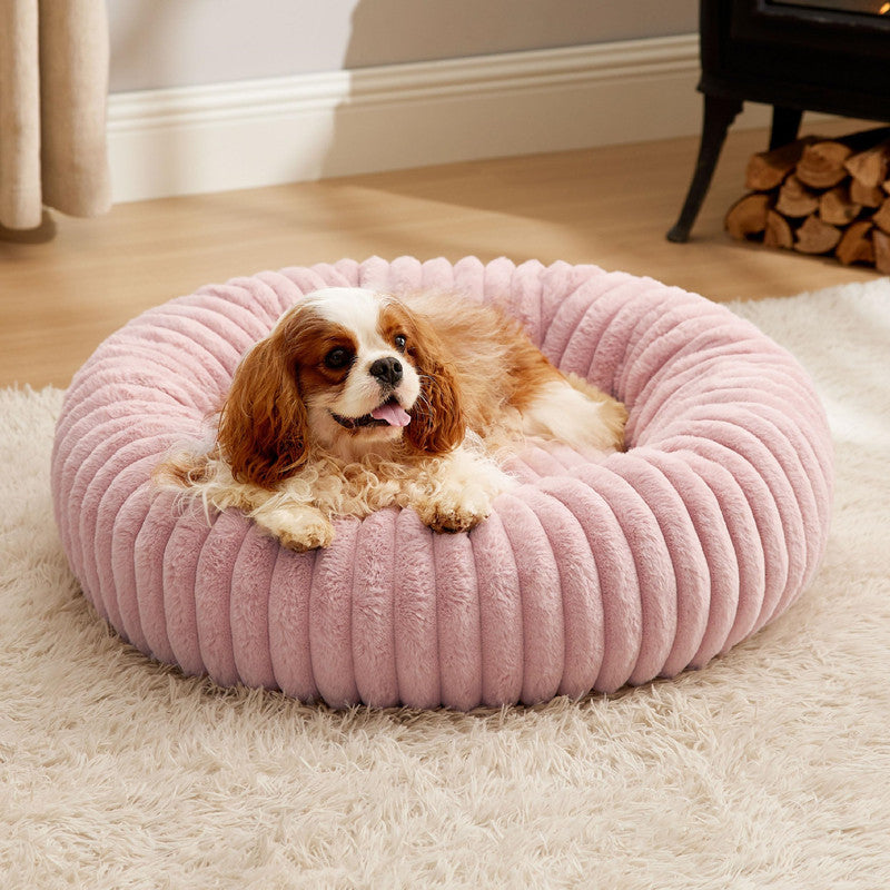 High-Grammage Plush Vertical Stripe Pet Bed Winter Warm Mat