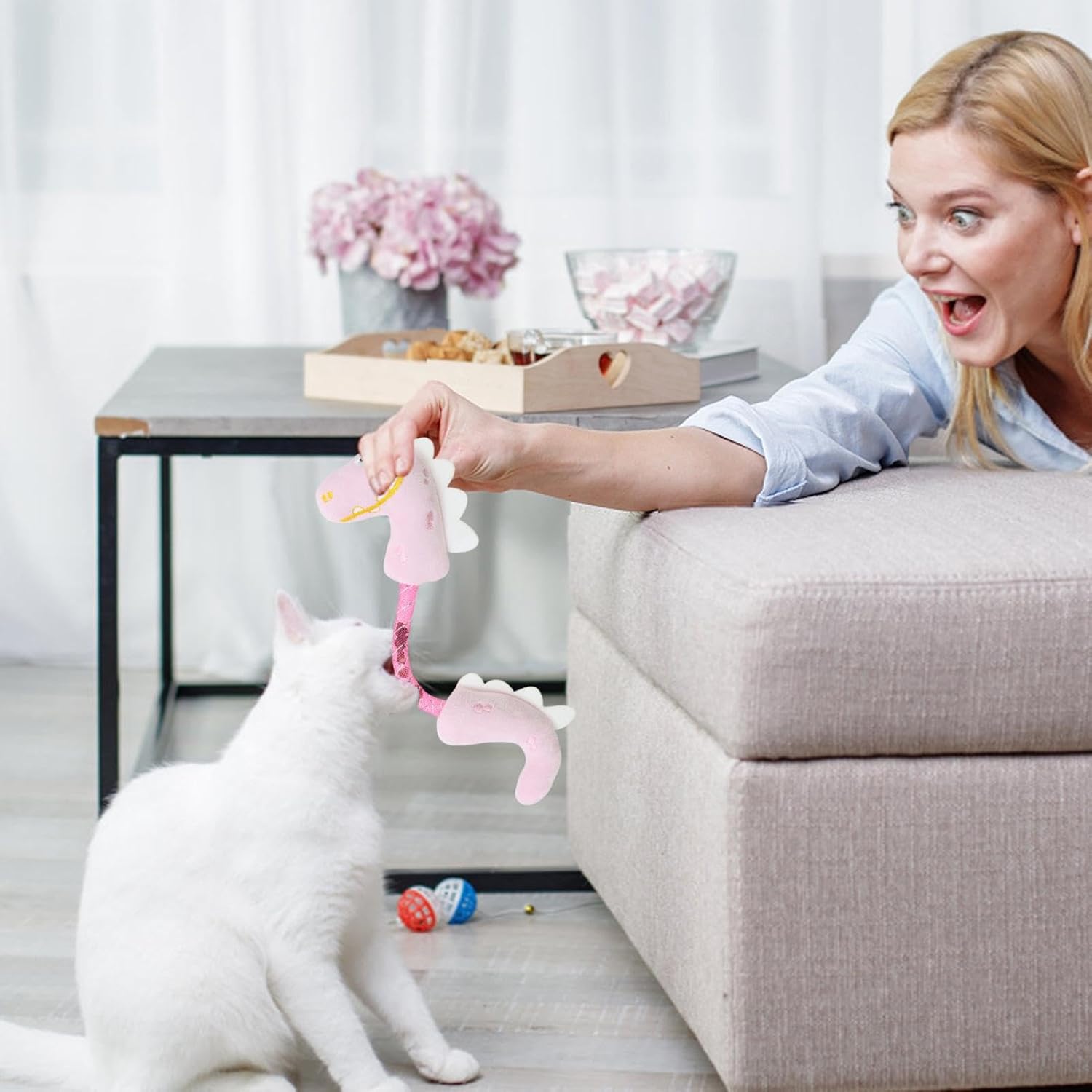 Interactive Pet Chew Toy Teeth Cleaning Catnip Rope Springs