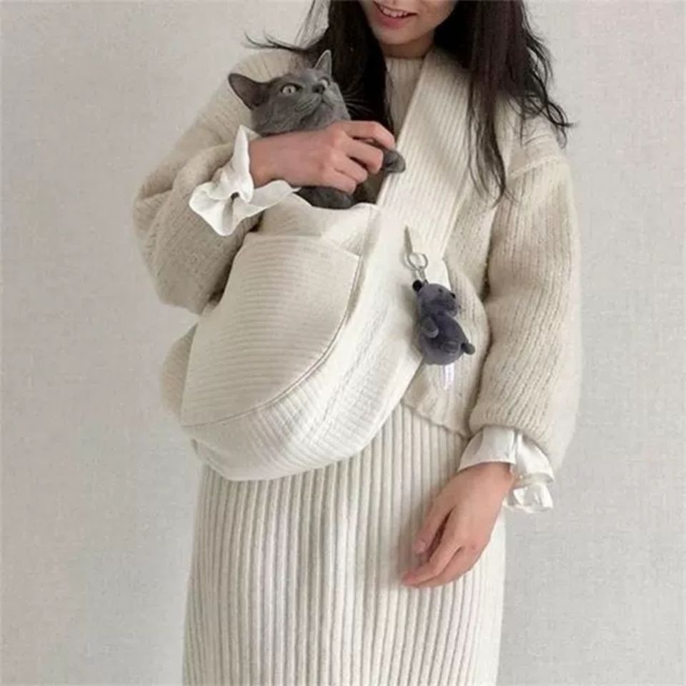 Handmade Breathable Canvas Pet Carrier Shoulder Tote Bag For Travel