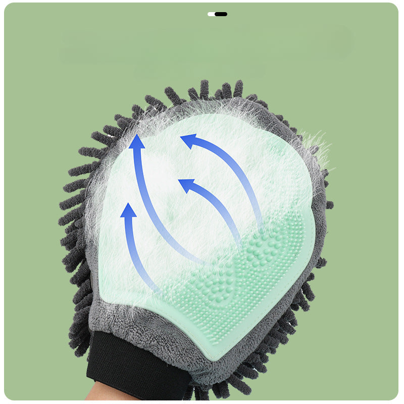 Pet Bathing Brush Grooming Glove Dual Sided Massage Cleaning Tool