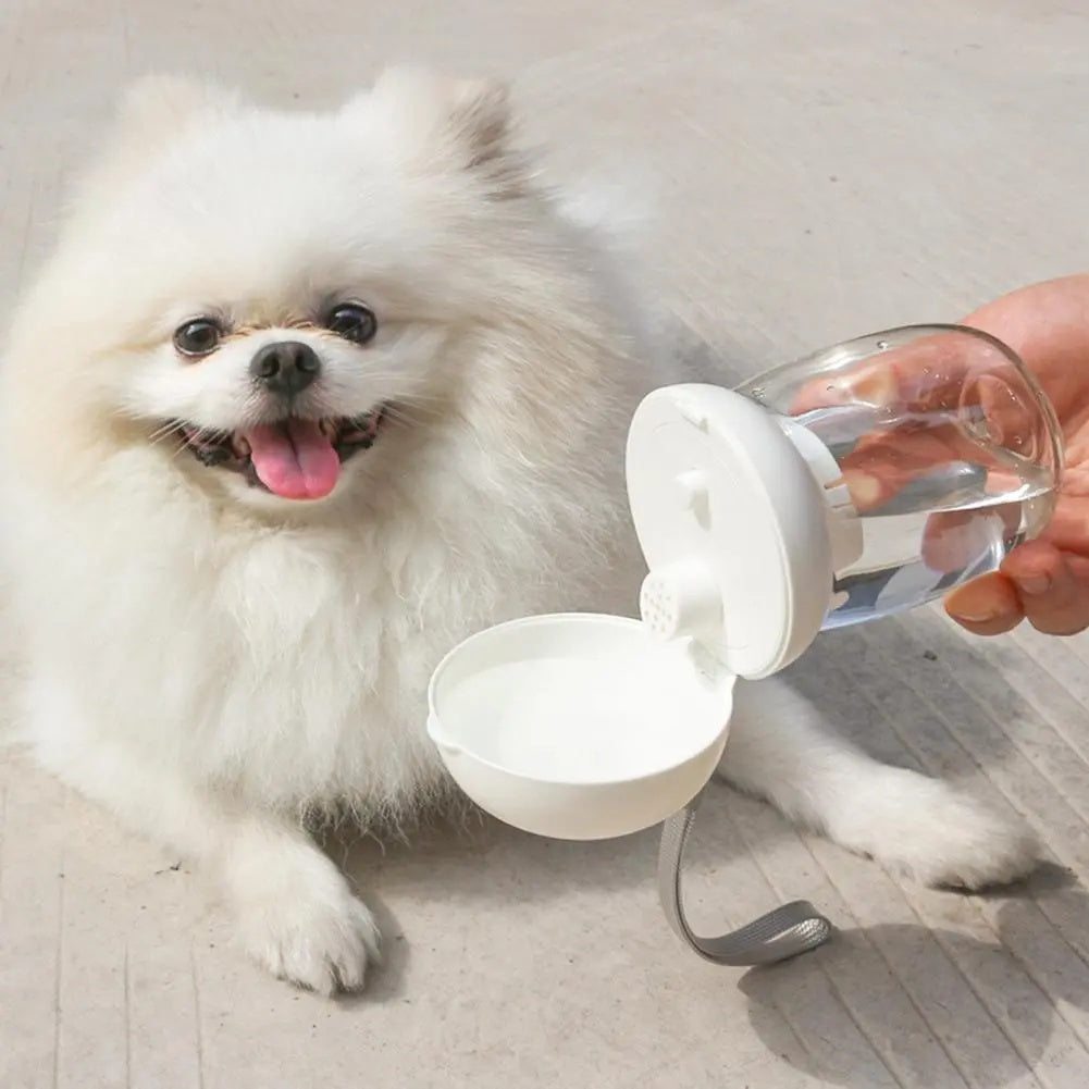 Portable Pet Water Bottle Travel Drinking Cup Feeding Bowl With Lanyard