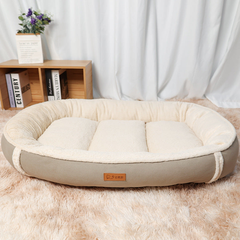 Non Slip Linen Round Pet Bed Nest Mat For Comfort Sleep
