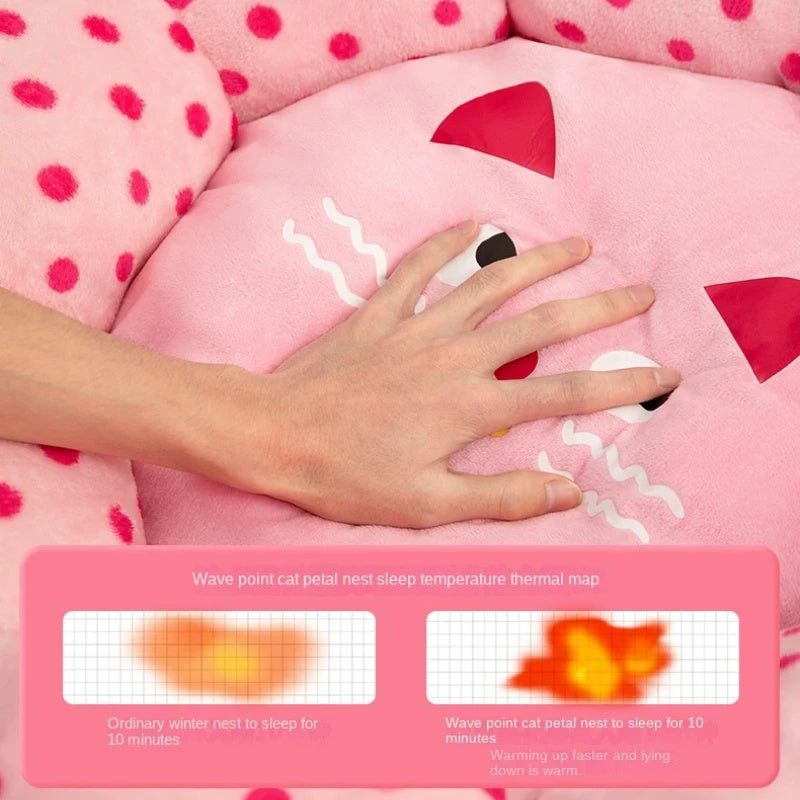 Soft Cushion Round Polka Dot Pet Bed For Comfort Sleep
