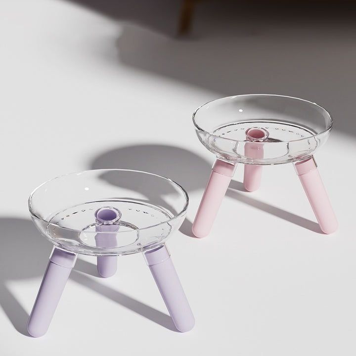 Transparent Glass Pet Feeding Bowl Anti Knock Water And Food Feeder