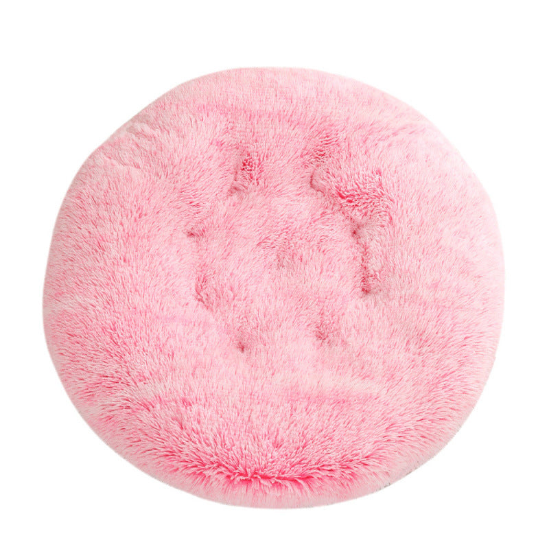 Plush Round Pet Bed Warm Sleeping Mat For Comfort Rest