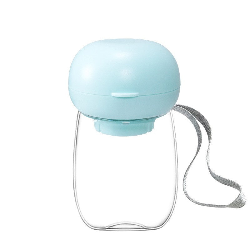 Portable Pet Water Bottle Travel Drinking Cup Feeding Bowl With Lanyard