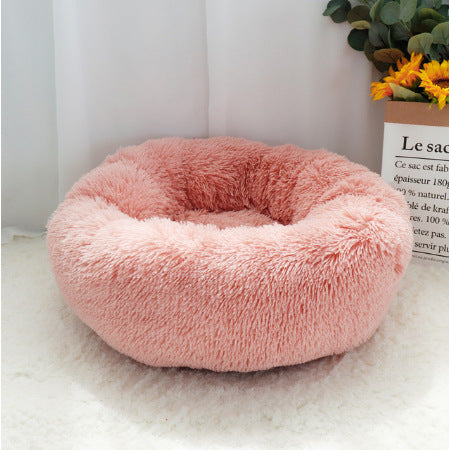 Soft Thick Cotton Plush Round Pet Bed For Comfort Sleep