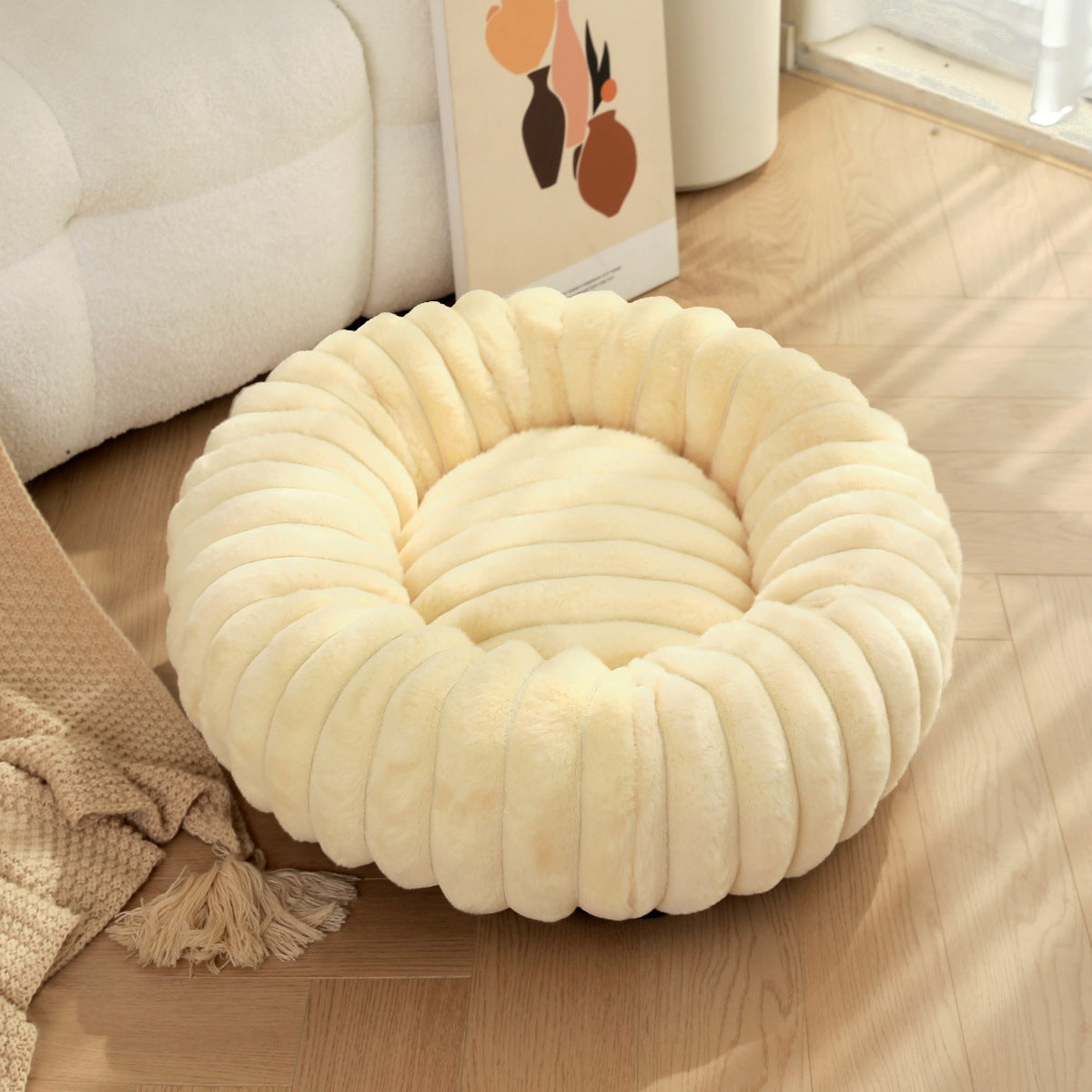 High Weight Plush Round Pet Nest Warm Winter Sleeping Bed