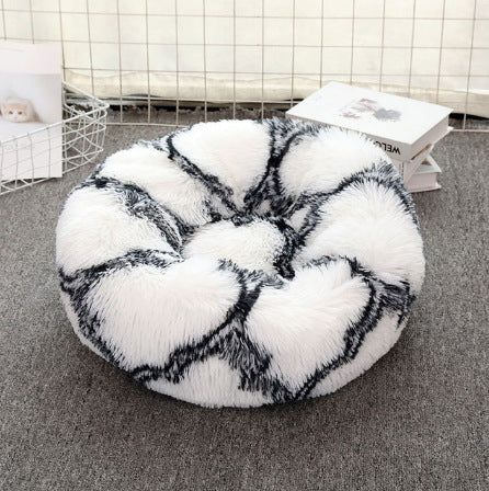 Soft Thick Cotton Plush Round Pet Bed For Comfort Sleep