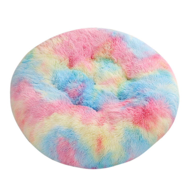 Plush Round Pet Bed Warm Sleeping Mat For Comfort Rest