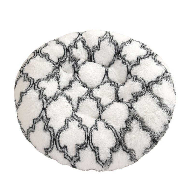 Plush Round Pet Bed Warm Sleeping Mat For Comfort Rest