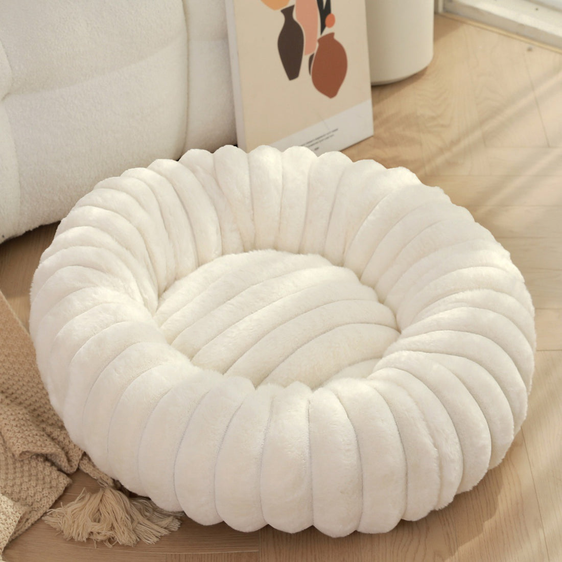 High Weight Plush Round Pet Nest Warm Winter Sleeping Bed