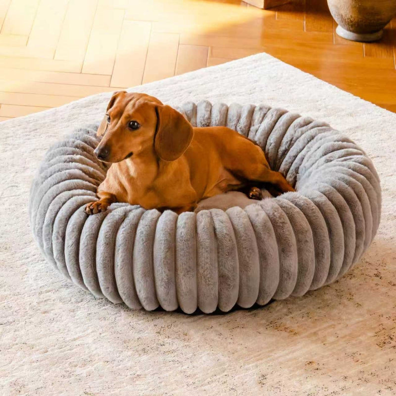 High-Grammage Plush Vertical Stripe Pet Bed Winter Warm Mat