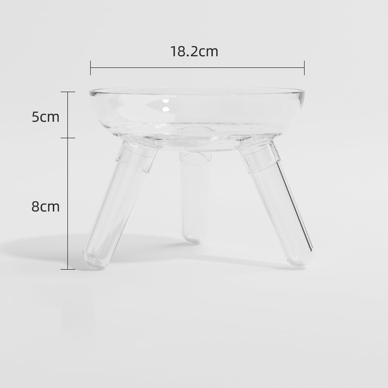 Transparent Glass Pet Feeding Bowl Anti Knock Water And Food Feeder