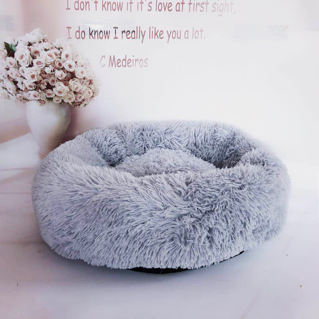 Soft Thick Cotton Plush Round Pet Bed For Comfort Sleep