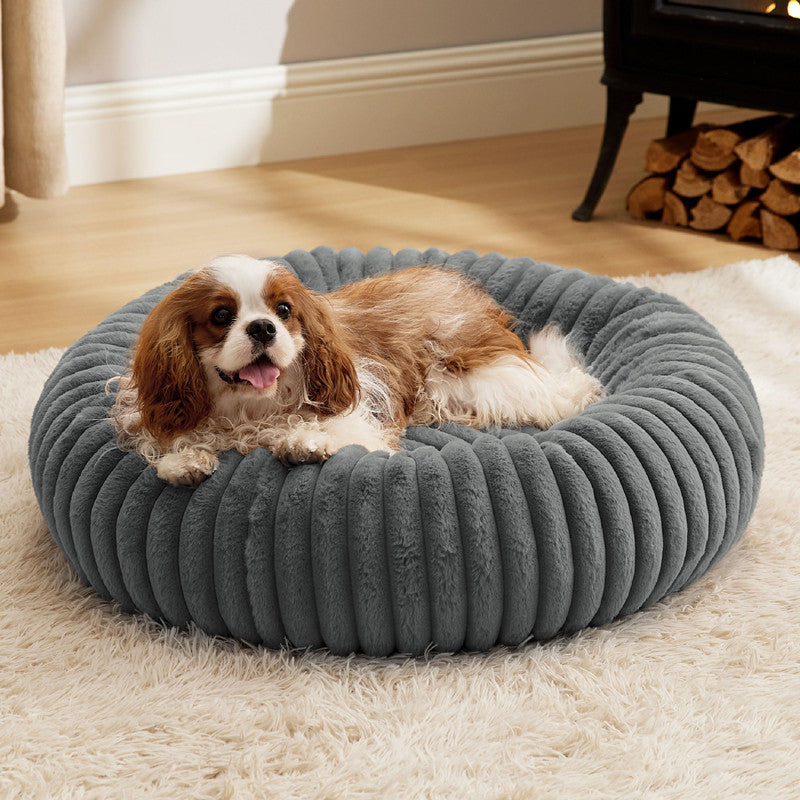 High-Grammage Plush Vertical Stripe Pet Bed Winter Warm Mat