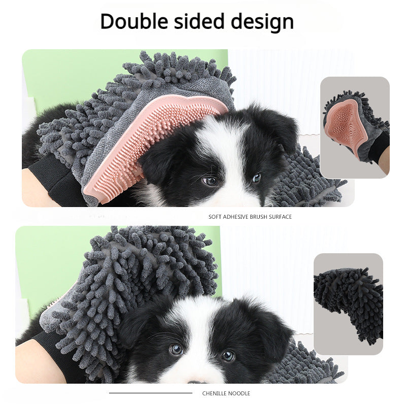 Pet Bathing Brush Grooming Glove Dual Sided Massage Cleaning Tool