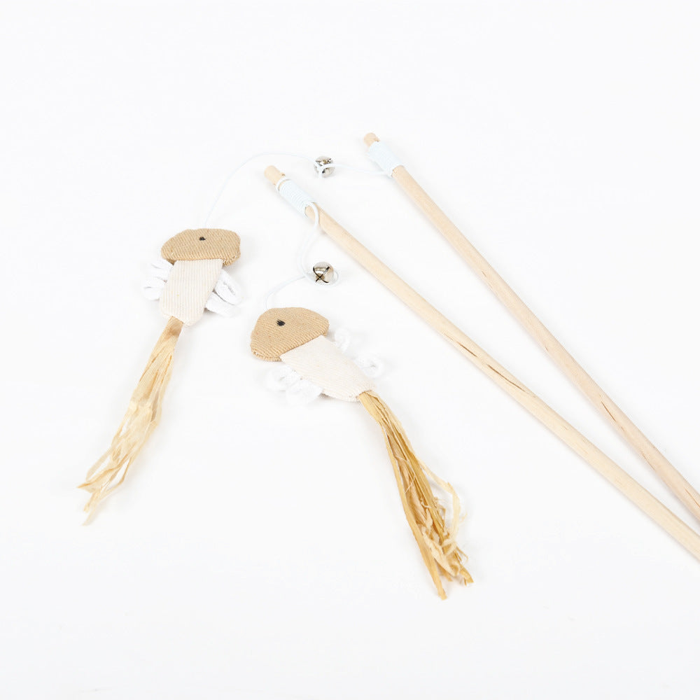Pet Wooden Cat Stick Interactive Toy