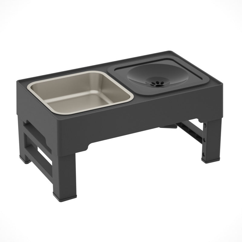 Adjustable Height Pet Double Bowl Stainless Stand Food Water Feeder