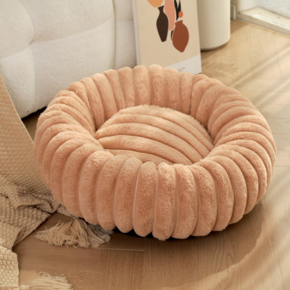High Weight Plush Round Pet Nest Warm Winter Sleeping Bed