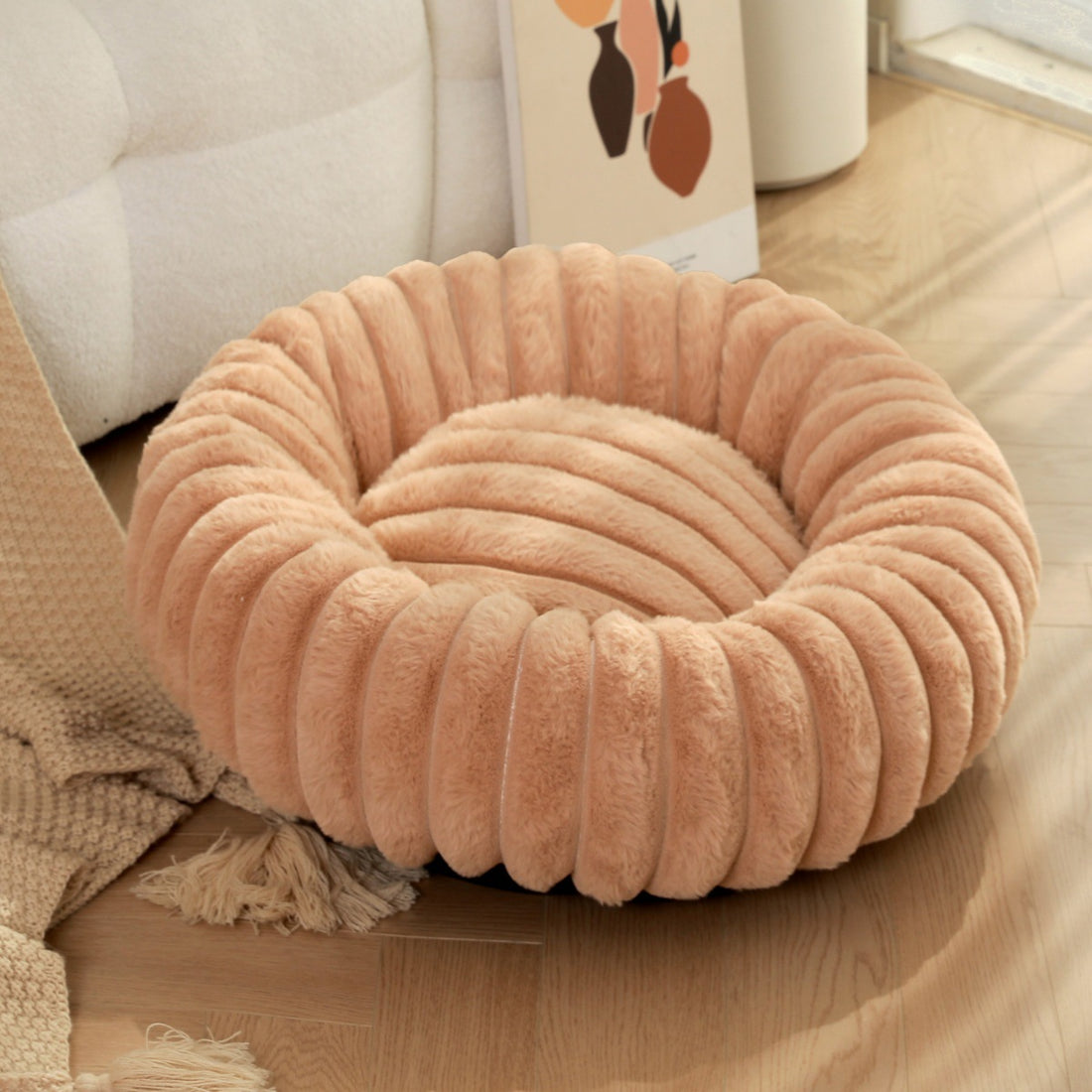 High Weight Plush Round Pet Nest Warm Winter Sleeping Bed