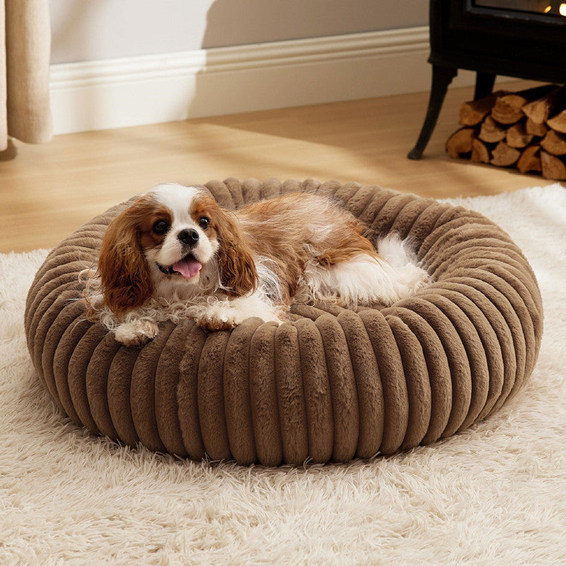 High-Grammage Plush Vertical Stripe Pet Bed Winter Warm Mat