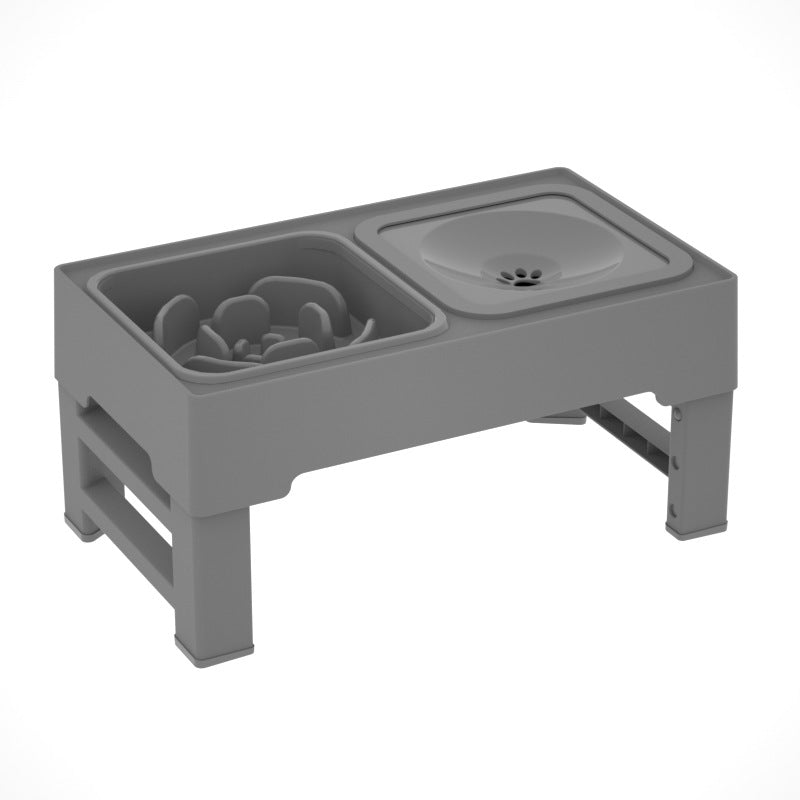 Adjustable Height Pet Double Bowl Stainless Stand Food Water Feeder
