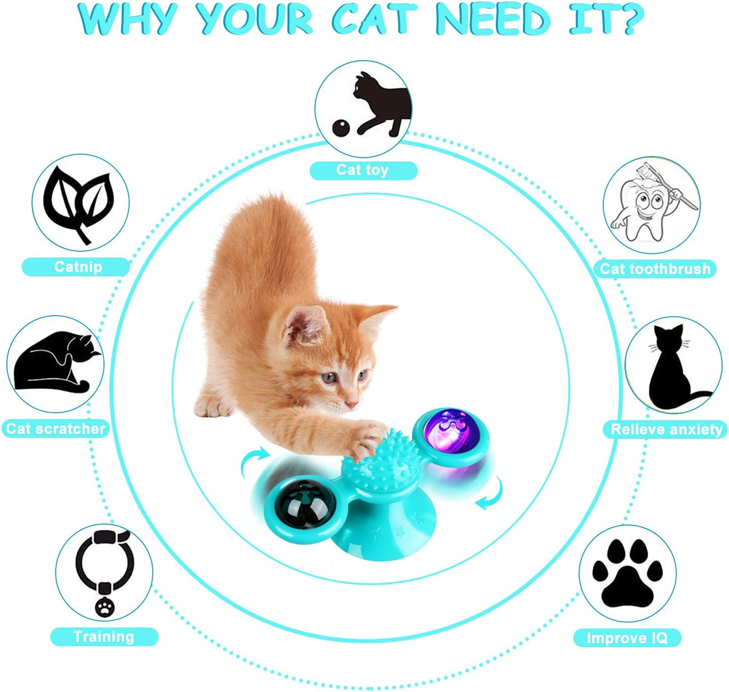 Pet Stuffed Catnip Interactive Windmill Toy With Light