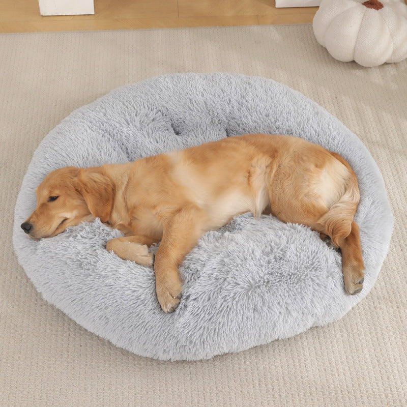 Plush Round Pet Bed Warm Sleeping Mat For Comfort Rest