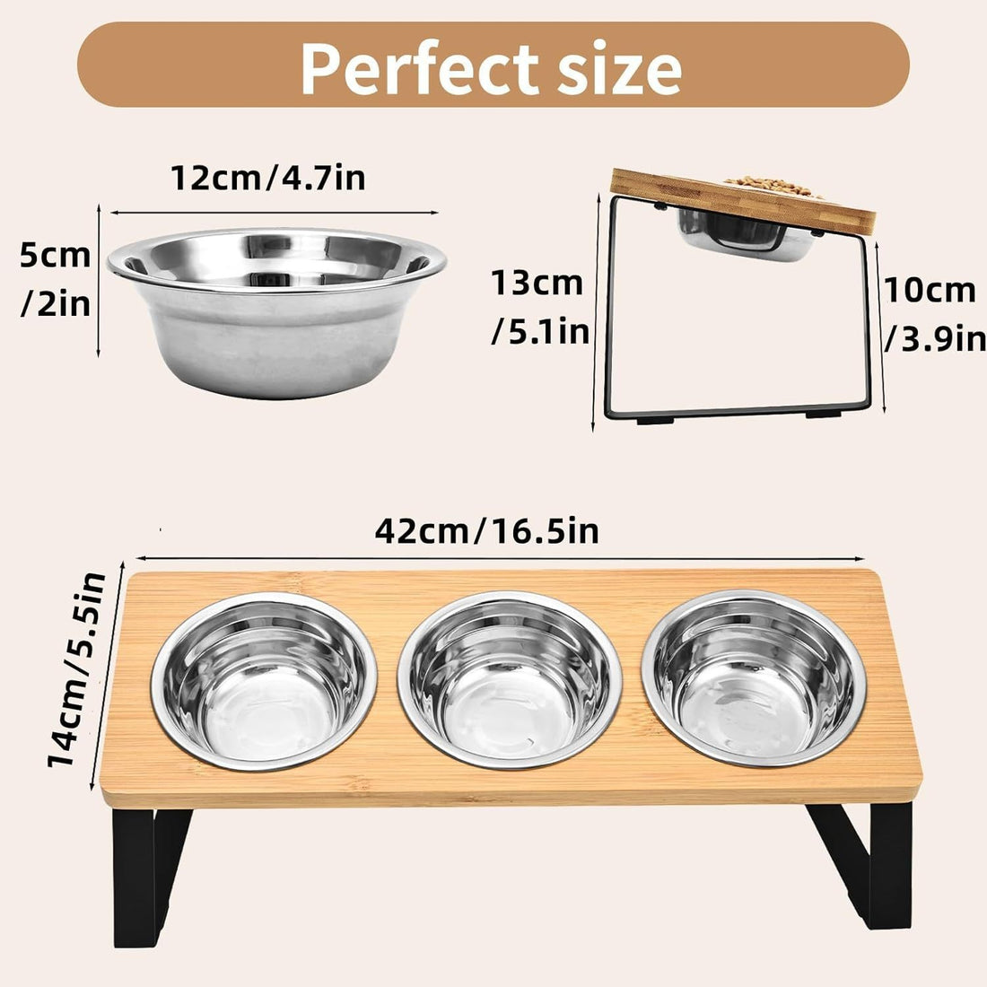 Wood Iron Combined Pet Feeding Rack With Bowl Stand