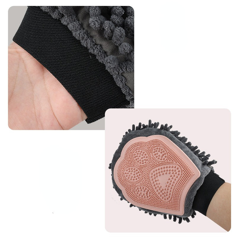 Pet Bathing Brush Grooming Glove Dual Sided Massage Cleaning Tool