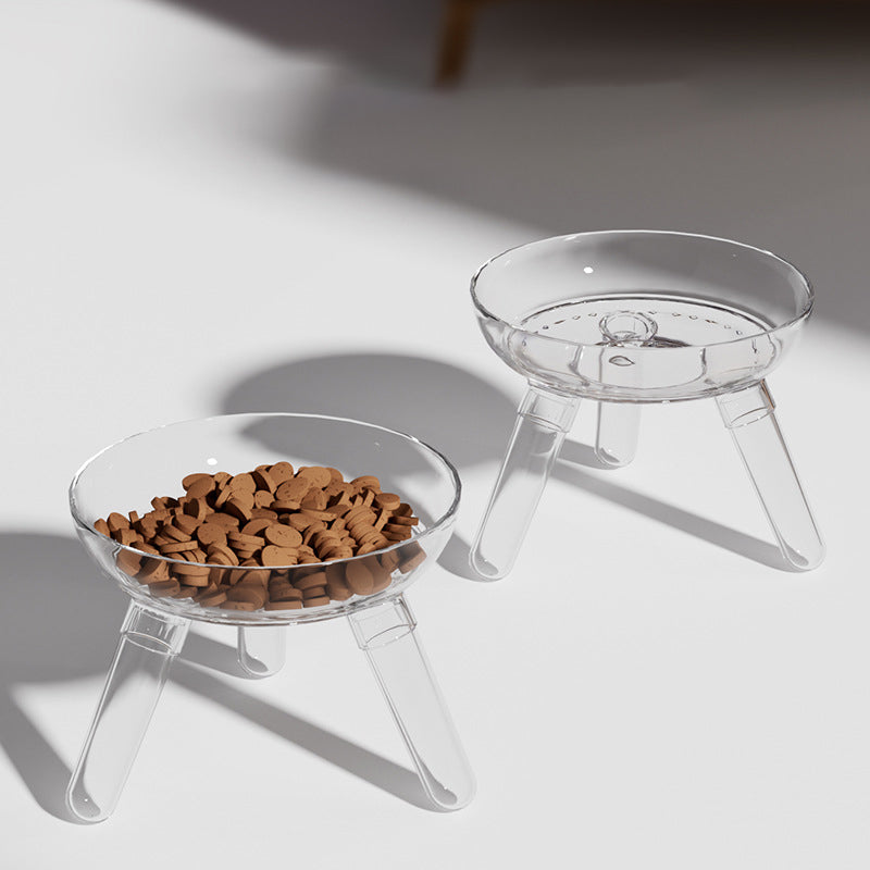 Transparent Glass Pet Feeding Bowl Anti Knock Water And Food Feeder