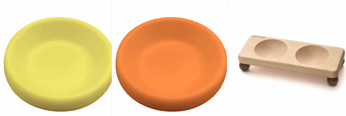 Solid Wood Stand Ceramic Pet Feeding Bowl Set