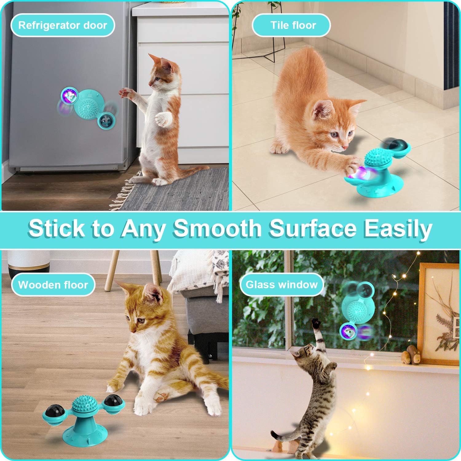 Pet Stuffed Catnip Interactive Windmill Toy With Light