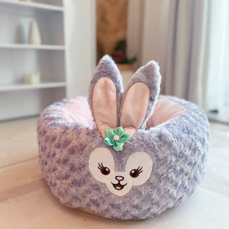 Cartoon Plush Round Pet Nest Cushion For All Seasons Comfort