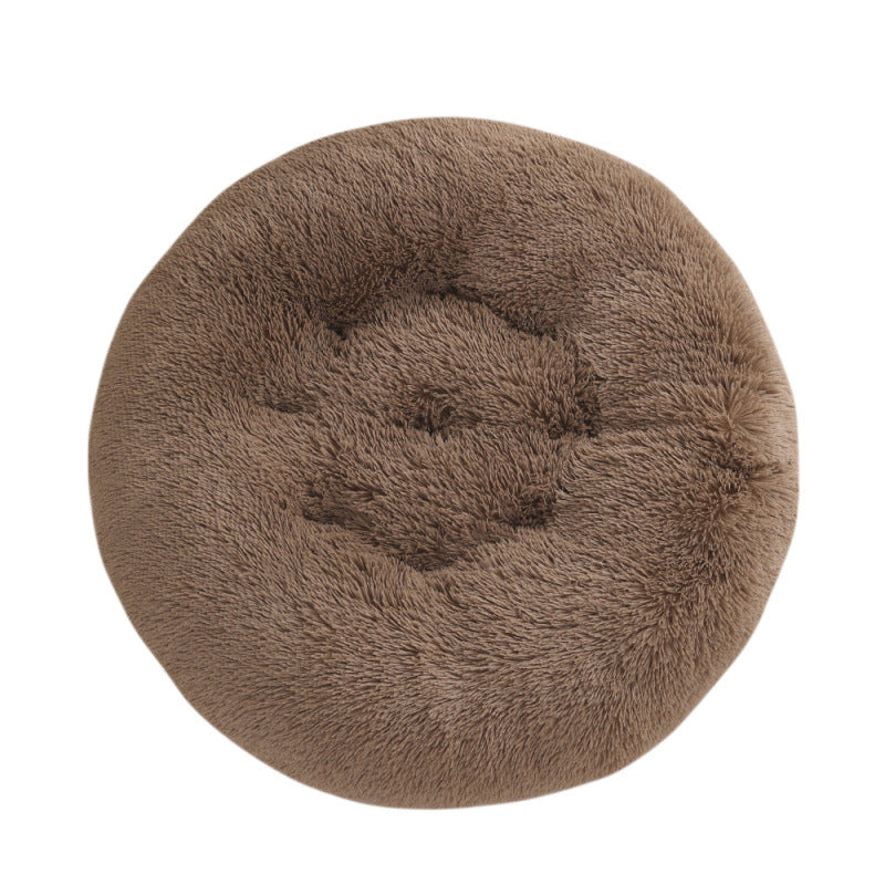 Plush Round Pet Bed Warm Sleeping Mat For Comfort Rest