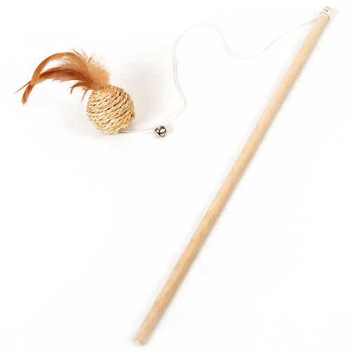 Pet Wooden Cat Stick Interactive Toy