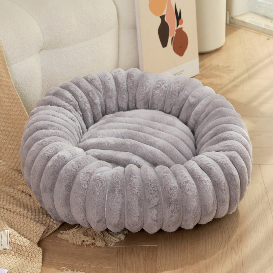 High Weight Plush Round Pet Nest Warm Winter Sleeping Bed
