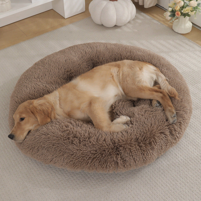 Plush Round Pet Bed Warm Sleeping Mat For Comfort Rest
